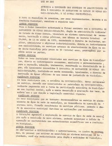 Lei Ordinária Nº 205/1977