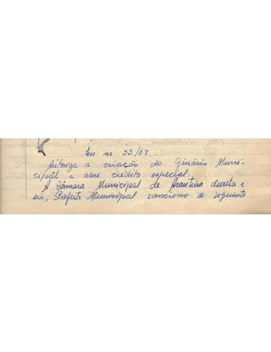 Lei Ordinária Nº 033/1967