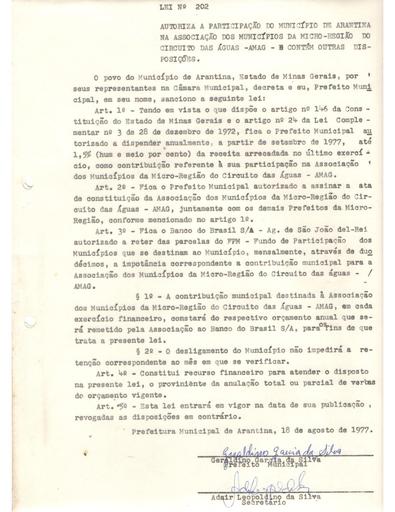 Lei Ordinária Nº 202/1977