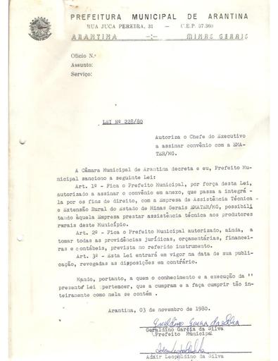 Lei Ordinária Nº 228/1980
